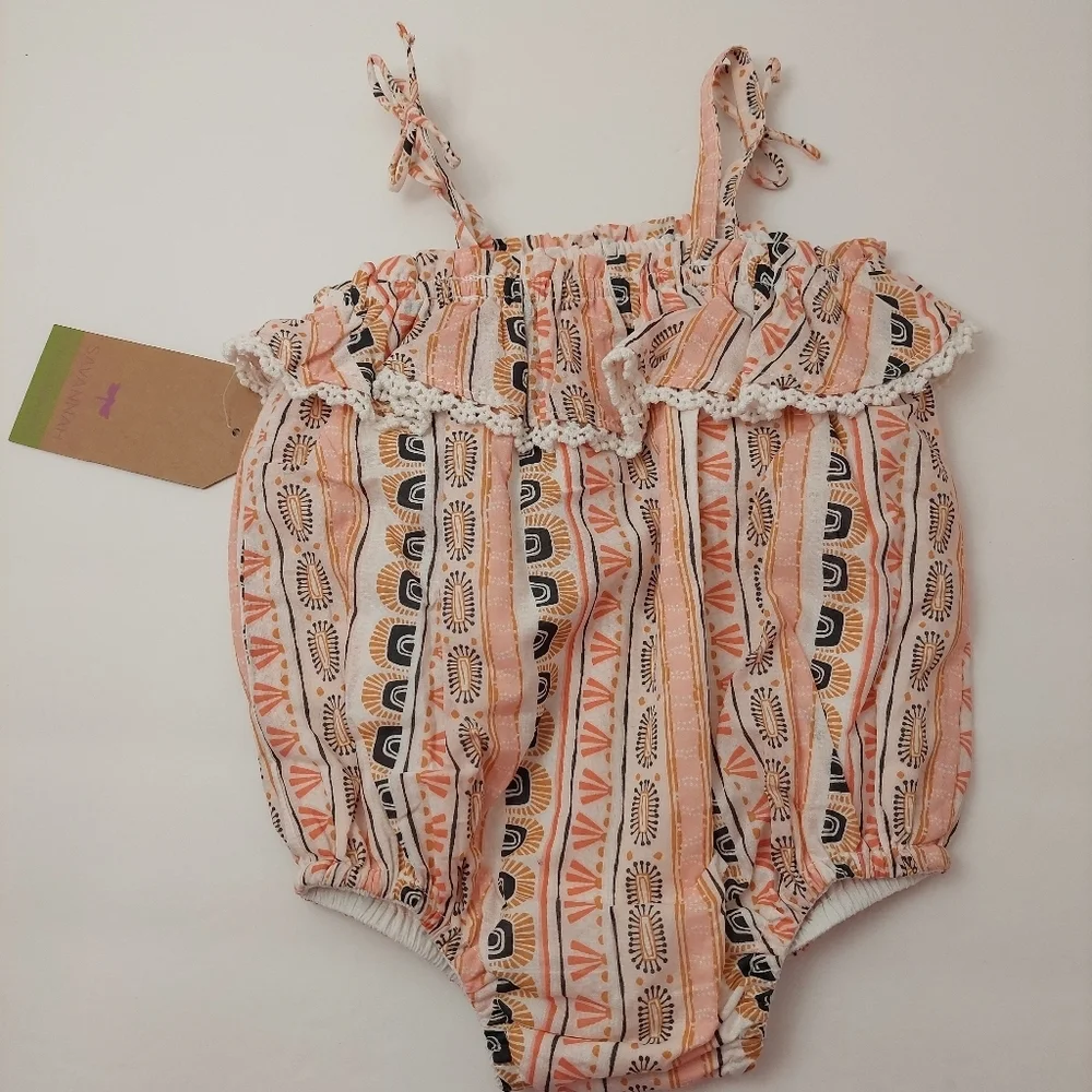 Savannah Romper Headband Set Organic Cotton Size 3 - 6 Months Baby NEW